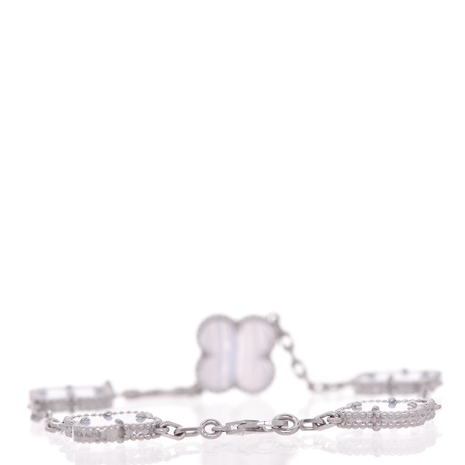 Van Cleef & Arpels 18K White Gold Chalcedony 5 Motifs Vintage Alhambra Bracelet 3 of 6