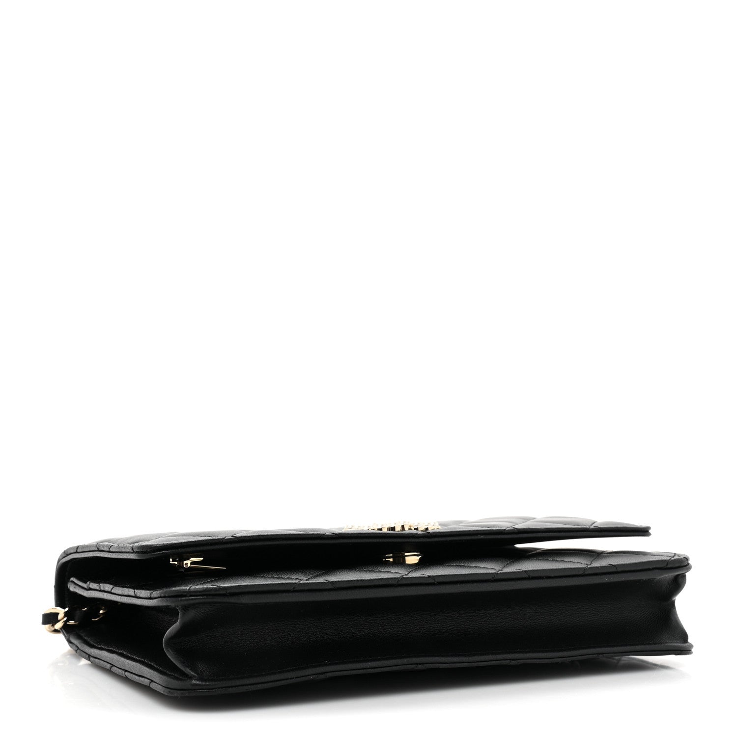 Chanel Lambskin Quilted Pearl CC Wallet on Chain WOC Black 4 of 12