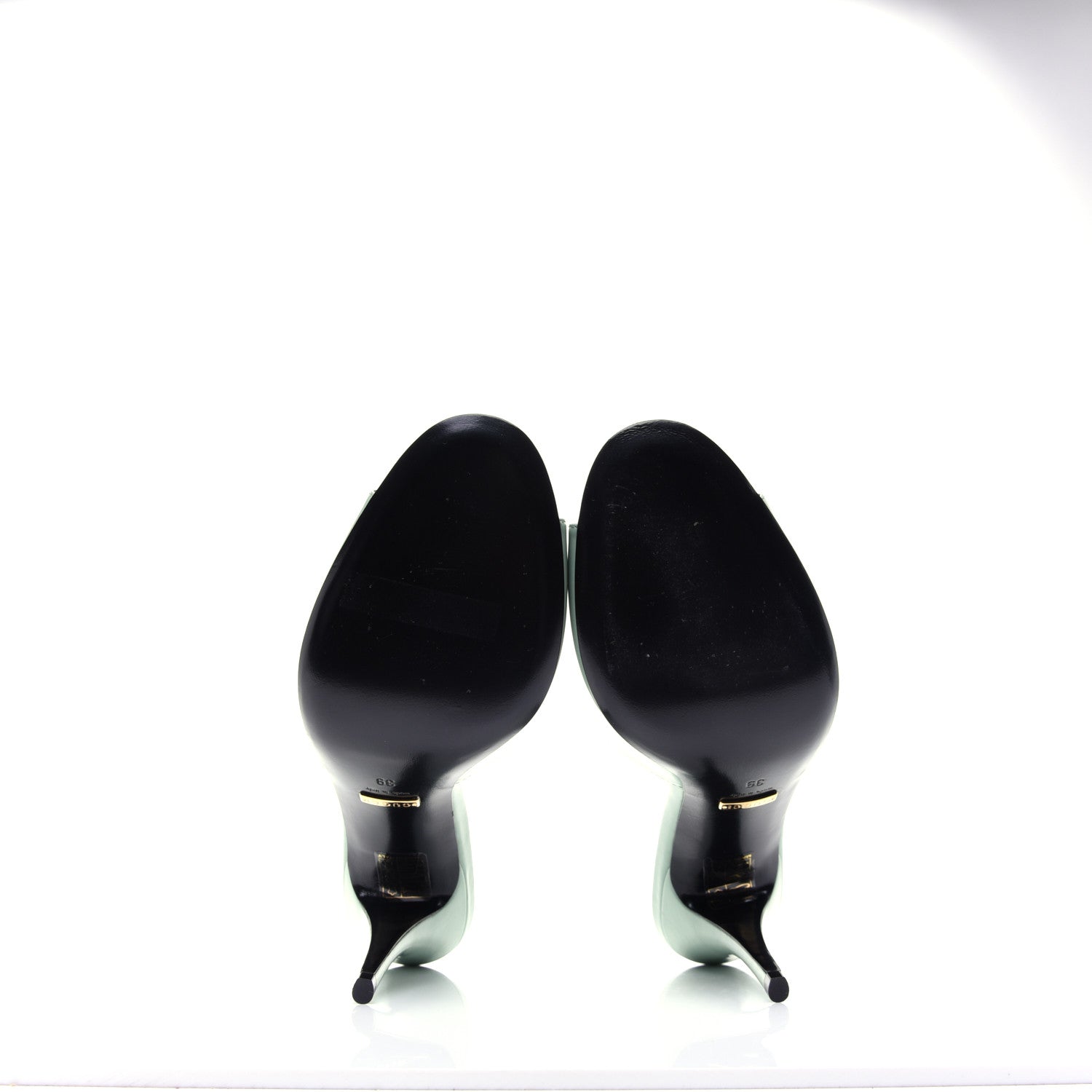 Gucci Polished Calfskin Scarlet Mid Heel Slide Sandals 39 Aqua Green 8 of 13