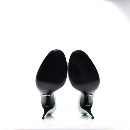 Gucci Polished Calfskin Scarlet Mid Heel Slide Sandals 39 Aqua Green 8 of 13