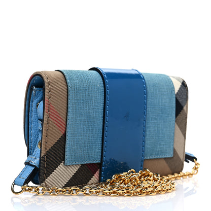 Burberry House Check Calfskin Mini Buckle Crossbody Bag Blue 2 of 7