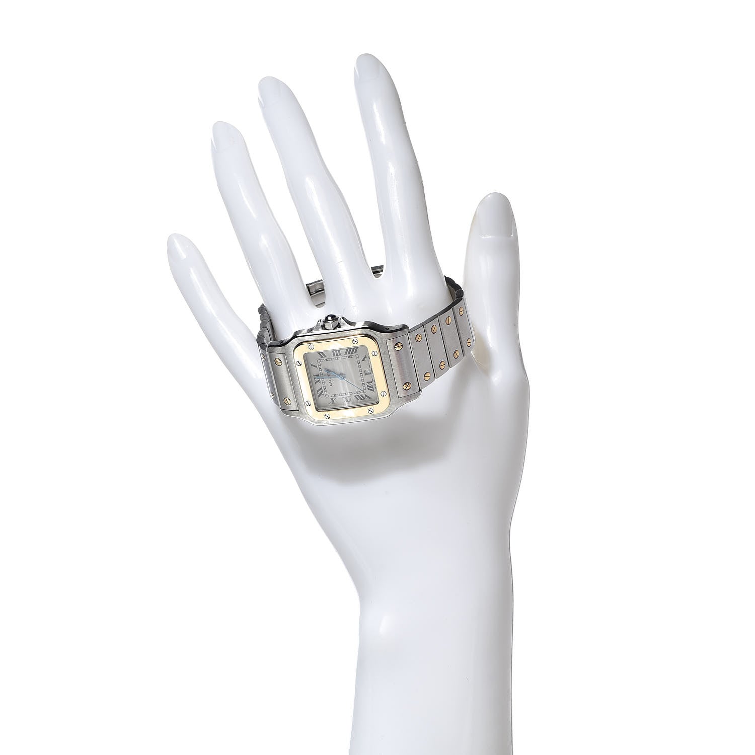 Cartier Stainless Steel 18K Yellow Gold 29mm Santos De Galbee Quartz Watch 2 of 6