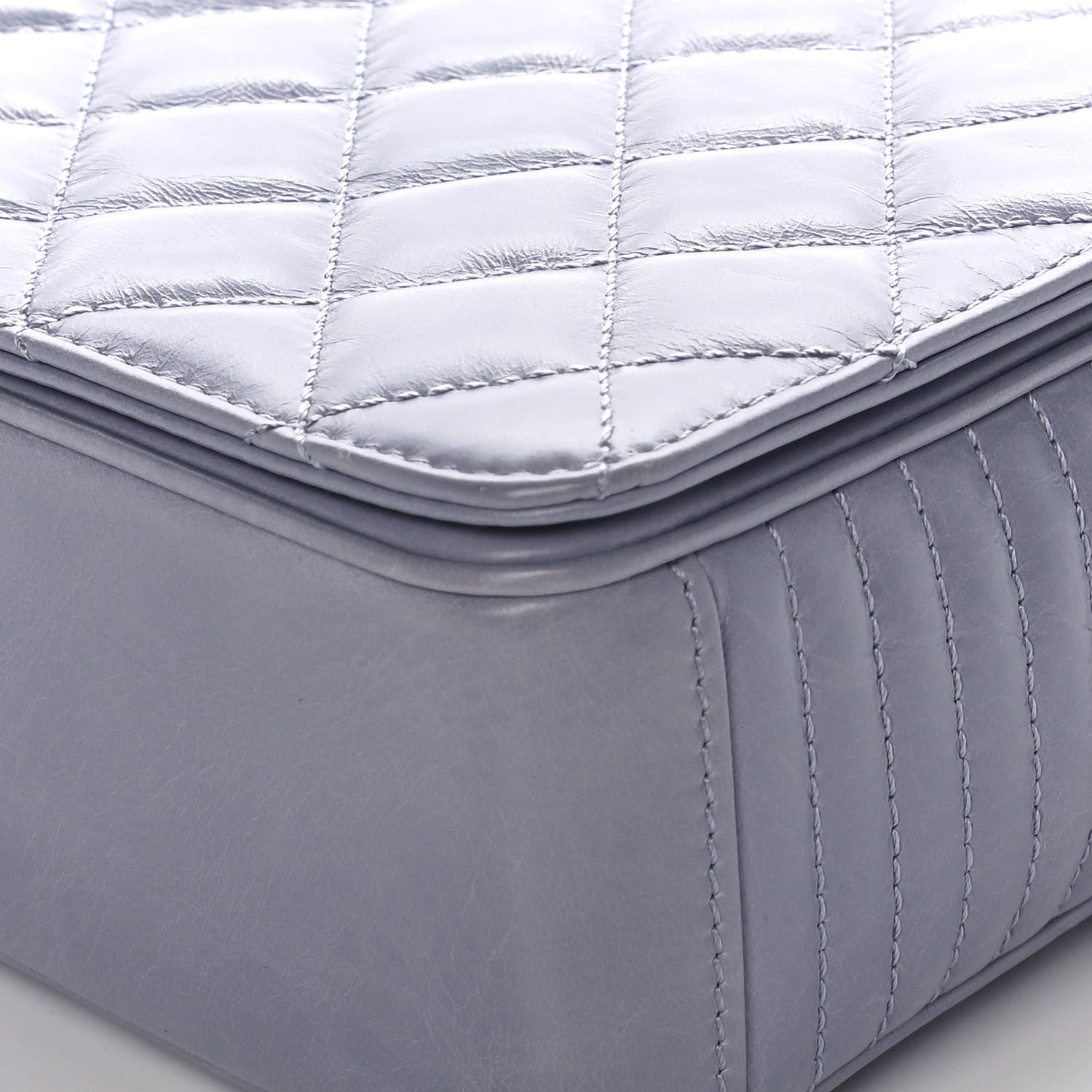 Chanel Glazed Calfskin Quilted Medium Coco Boy Flap Light Grey 5 of 13