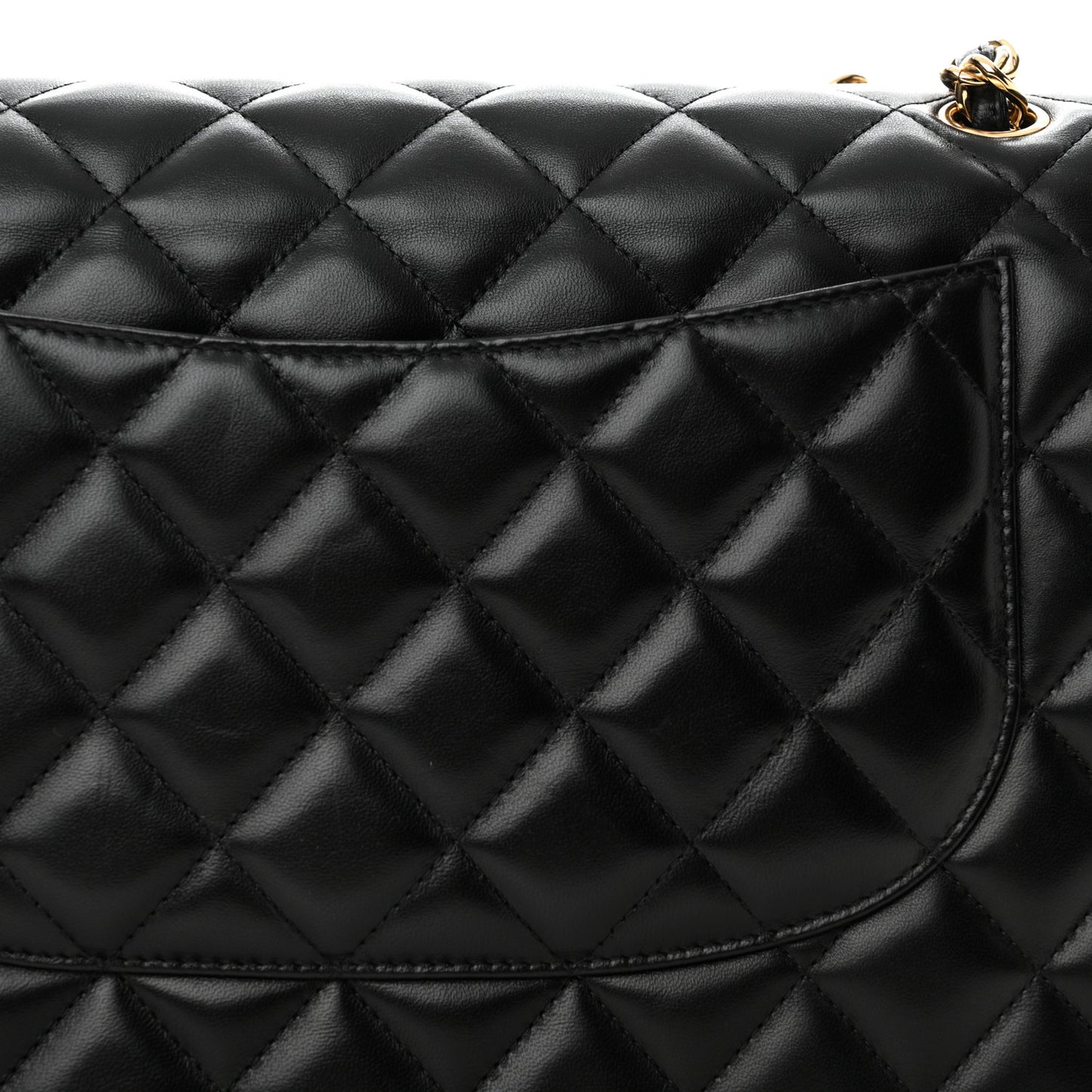 Lambskin Quilted Jumbo Double Flap Black
