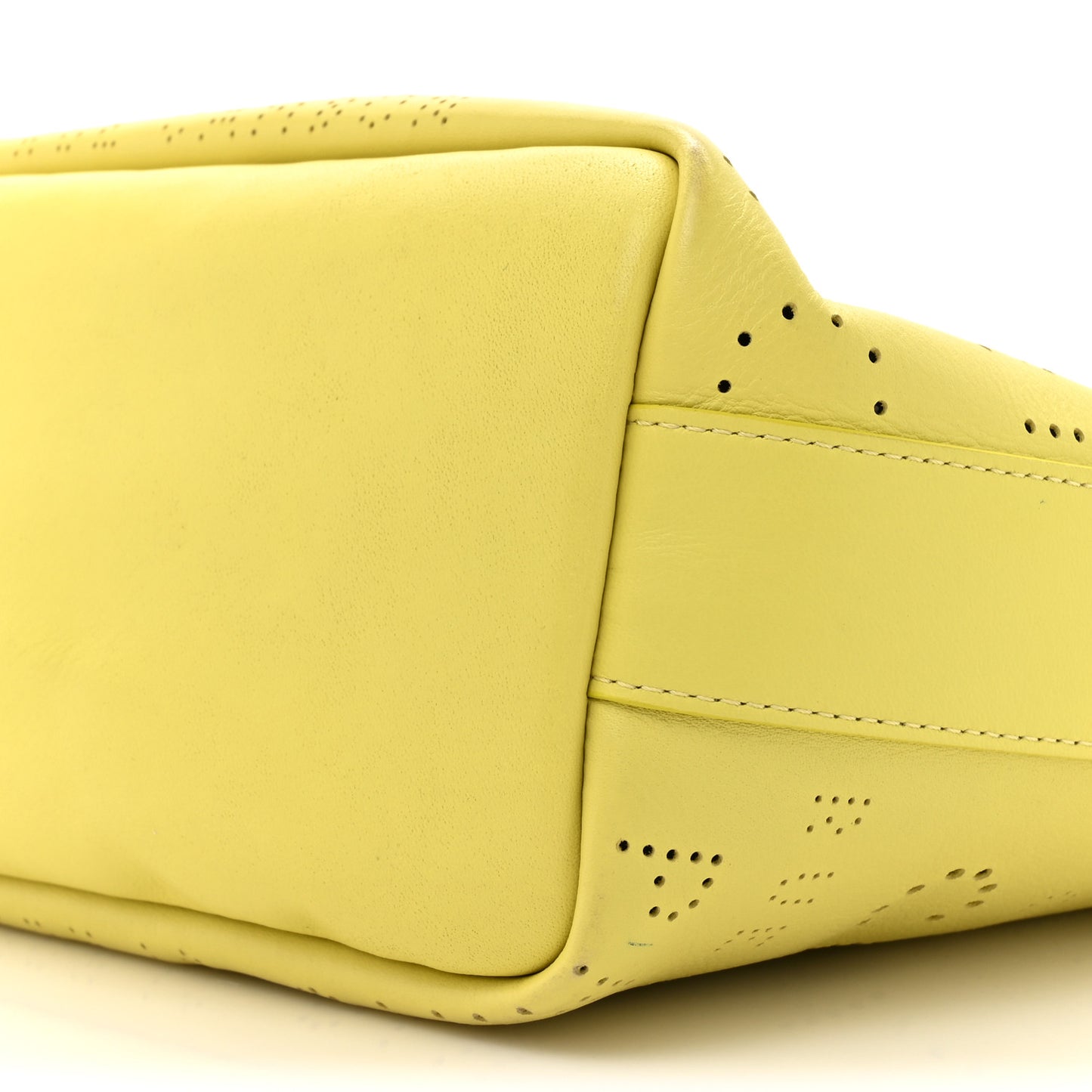 Calfskin Small Logo Eyelets Shopping Tote Yellow