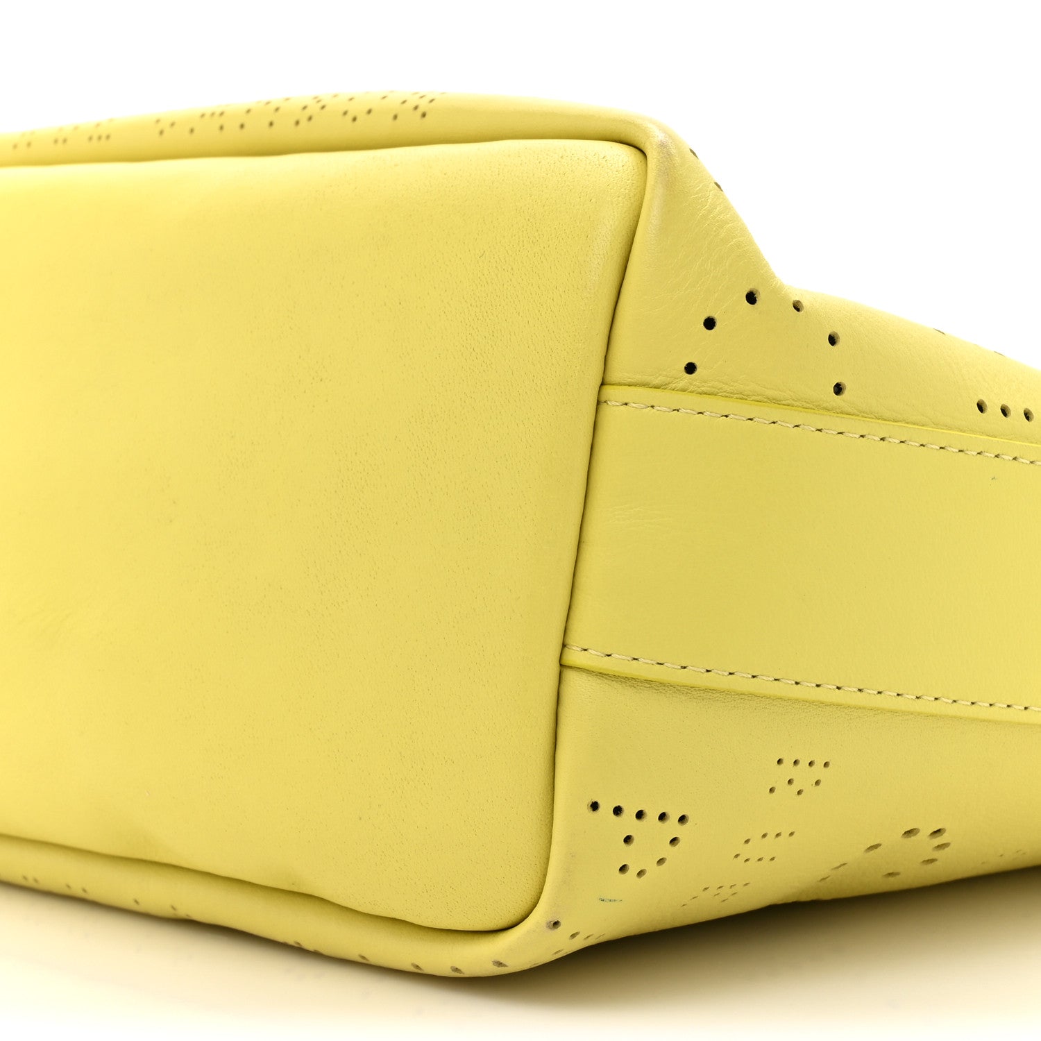 Chanel Calfskin Small Logo Eyelets Shopping Tote Yellow 8 of 15