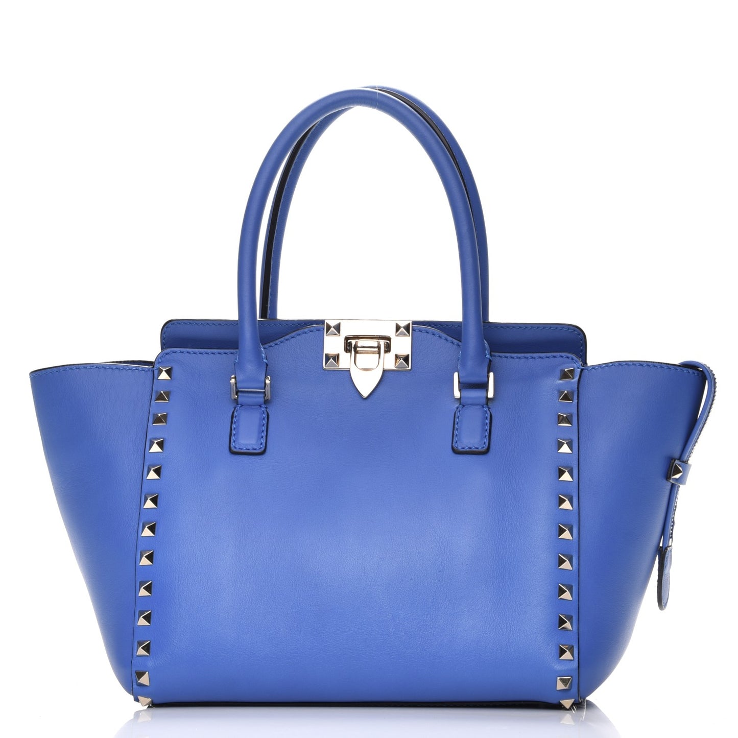 Vitello Small Rockstud Double Handle Tote Light Sapphire