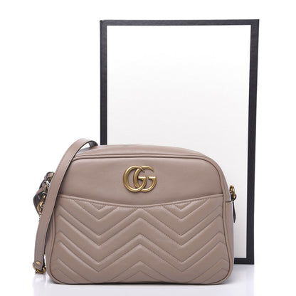 Gucci Calfskin Matelasse Medium GG Marmont Chain Shoulder Bag Porcelain Rose 10 of 11