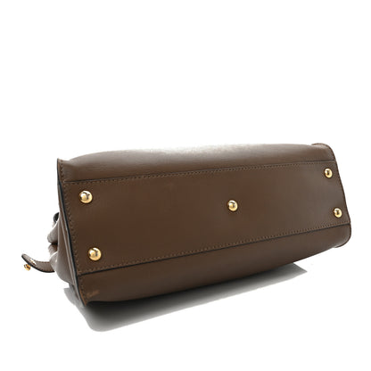 Fendi Vitello Seta Fabric Jacquard Pequin Medium Peekaboo Iconic Satchel  Foresta Tobacco 4 of 10