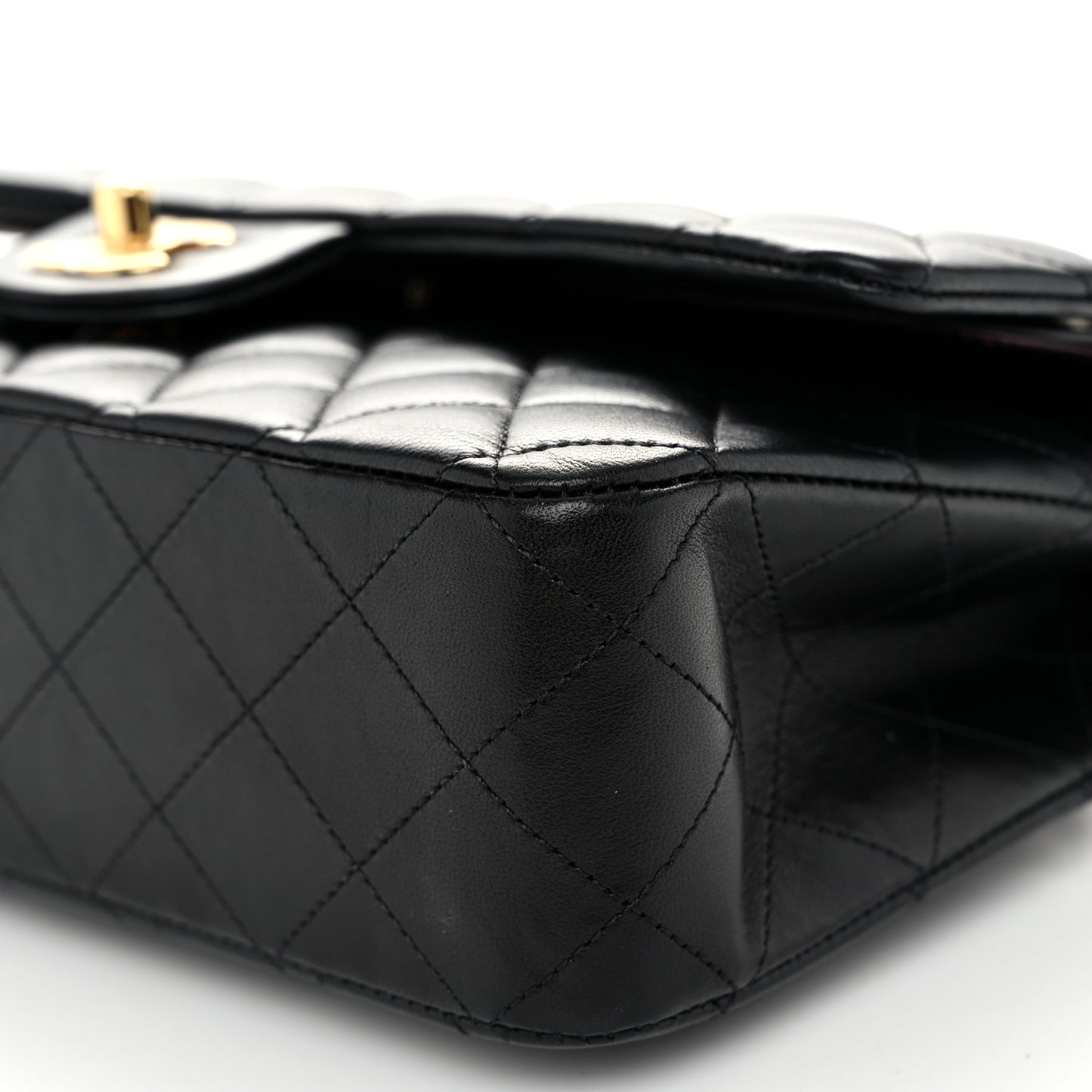 Lambskin Quilted Medium Double Flap Black