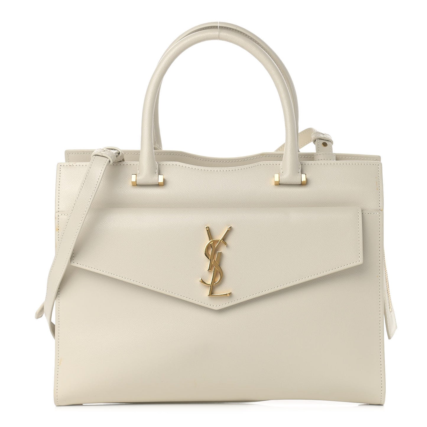Shiny Calfskin Medium Uptown Tote White