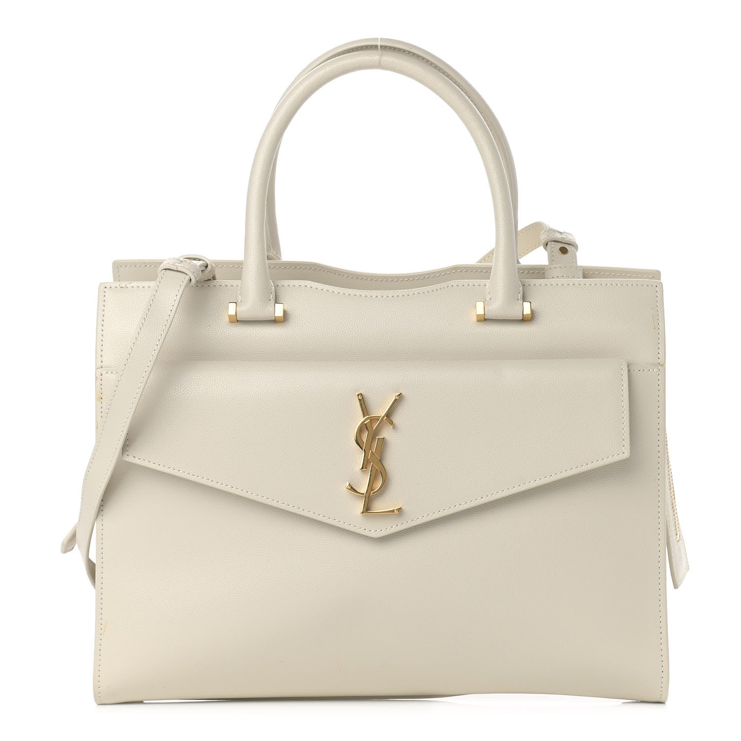 Saint Laurent Shiny Calfskin Medium Uptown Tote White 1 of 14