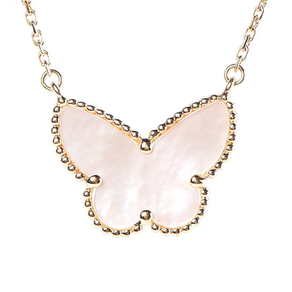Van Cleef & Arpels 18K Yellow Gold Mother of Pearl Lucky Alhambra Butterfly Pendant Necklace 6 of 6