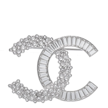 Chanel Baguette Crystal CC Brooch Silver 1 of 5