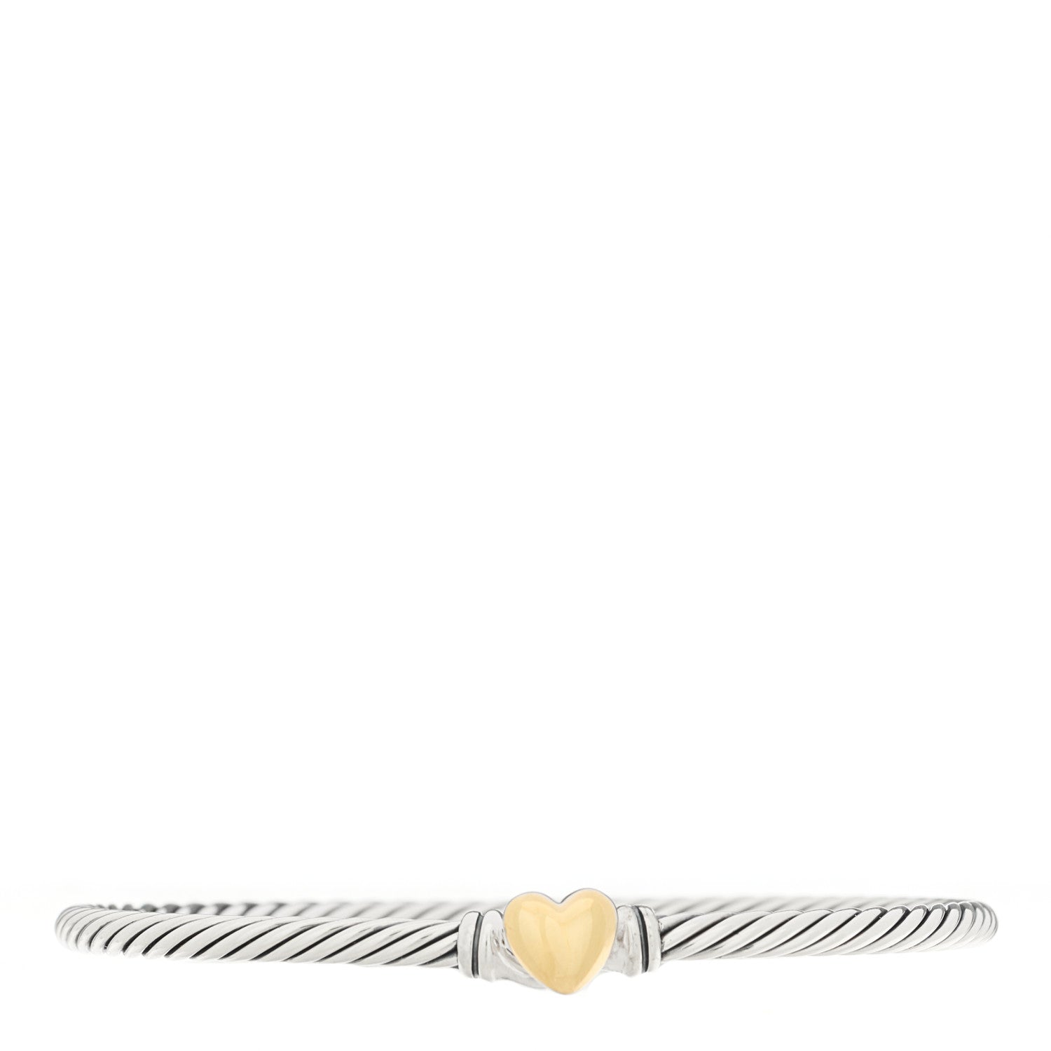 David Yurman Sterling Silver 18K Yellow Gold 3mm Cable Collectibles Heart Bracelet 1 of 3