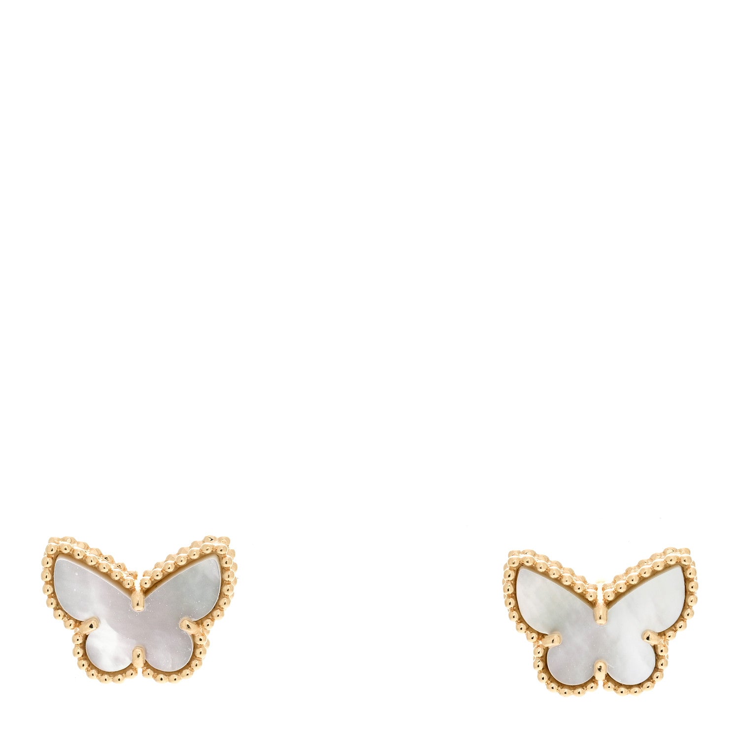 Van Cleef & Arpels 18K Yellow Gold Mother of Pearl Sweet Alhambra Butterfly Earrings 1 of 5