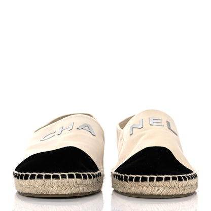 Chanel Velvet Logo Espadrilles 42 Ivory Black 2 of 8