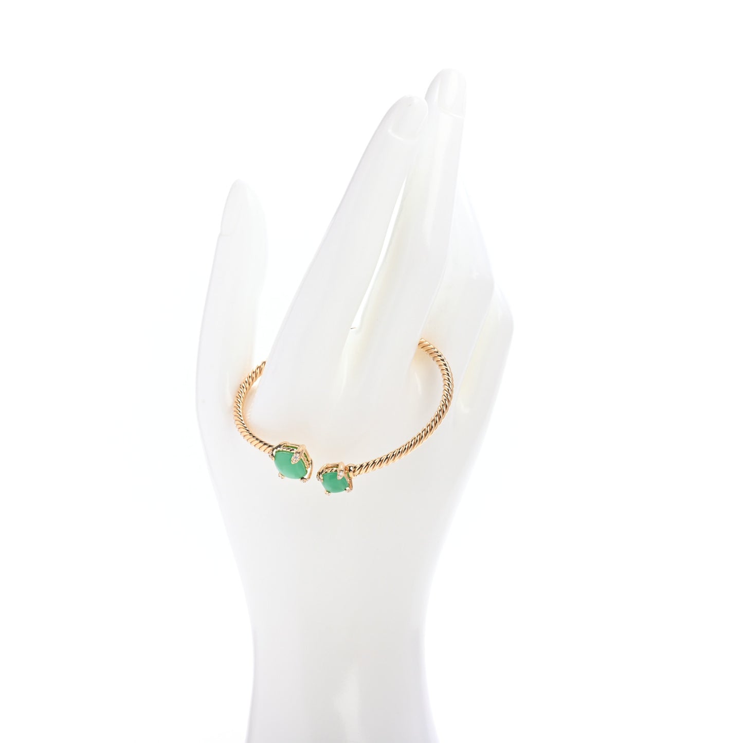 18K Yellow Gold Diamond Chrysoprase Chatelaine Bypass Bracelet
