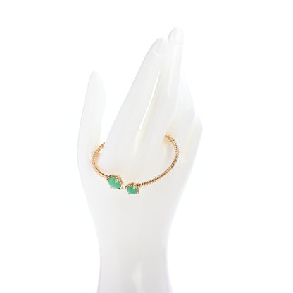 David Yurman 18K Yellow Gold Diamond Chrysoprase Chatelaine Bypass Bracelet 2 of 4