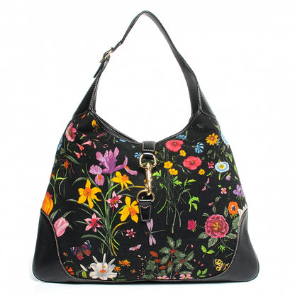 Gucci Canvas Floral Flora Jackie O Hobo Black 1 of 8