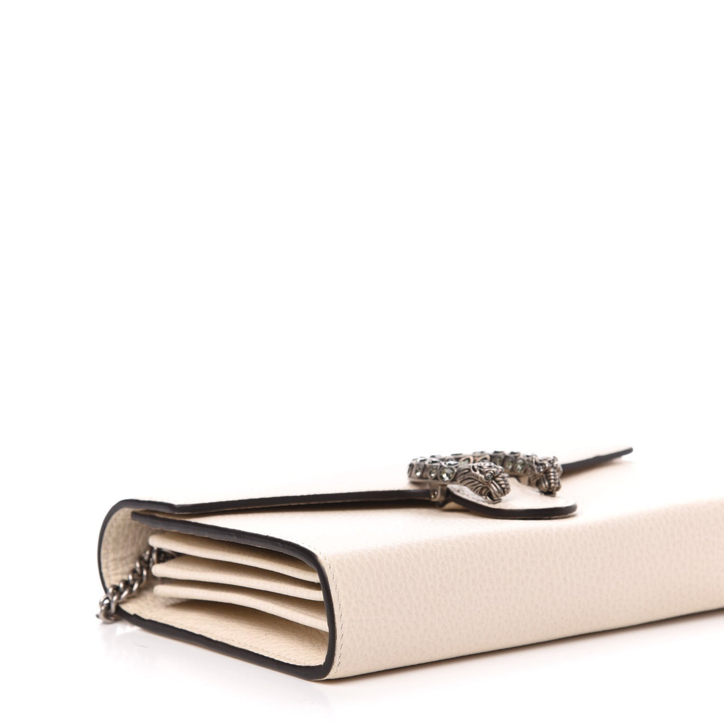 Dollar Calfskin Mini Dionysus Chain Wallet Mystic White