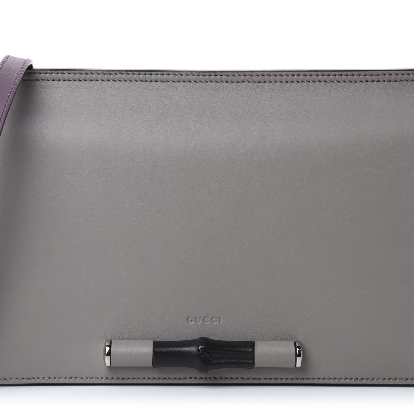 Calfskin Lady Bamboo Shoulder Bag Grey