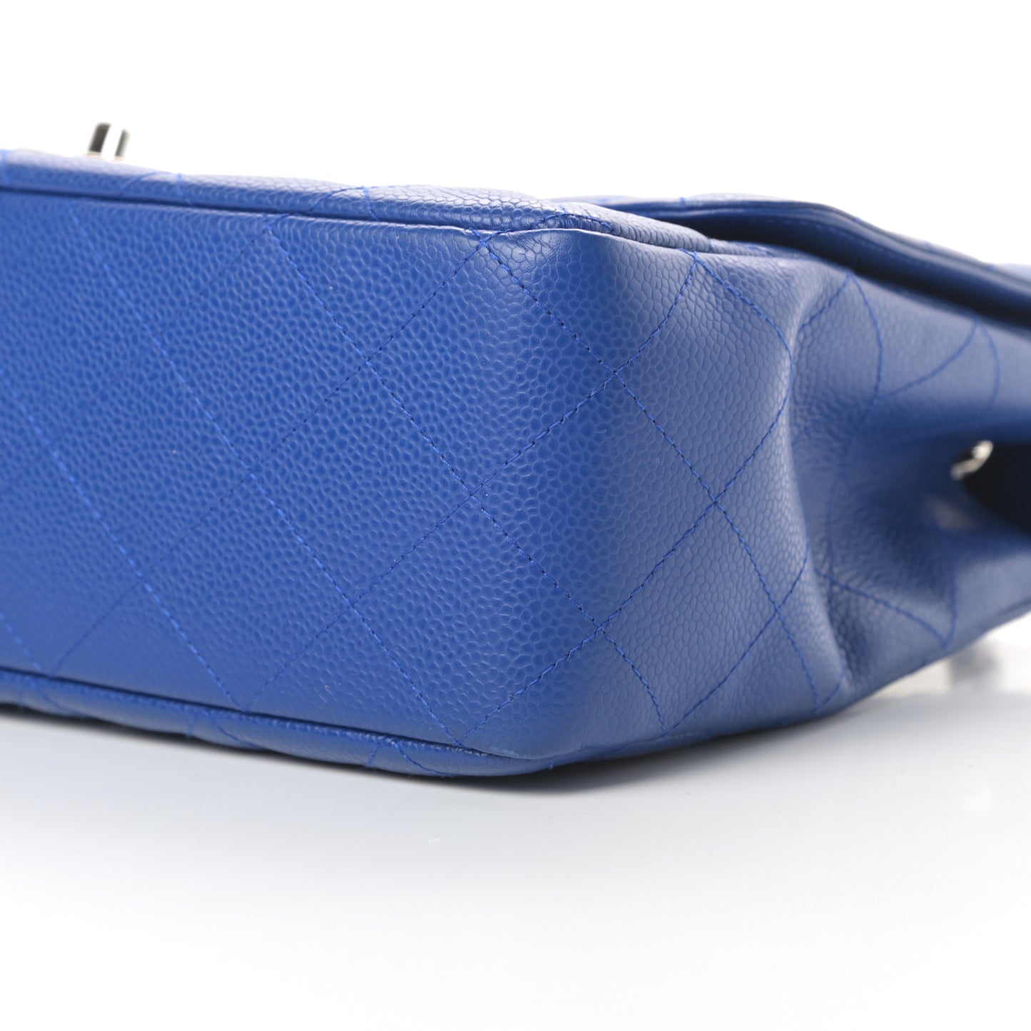 Caviar Quilted Jumbo Single Flap Blue