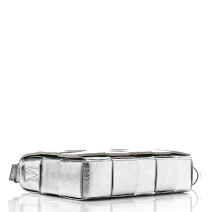 Bottega Veneta Metallic Lambskin Maxi Intrecciato Cassette Crossbody Bag Silver 4 of 9