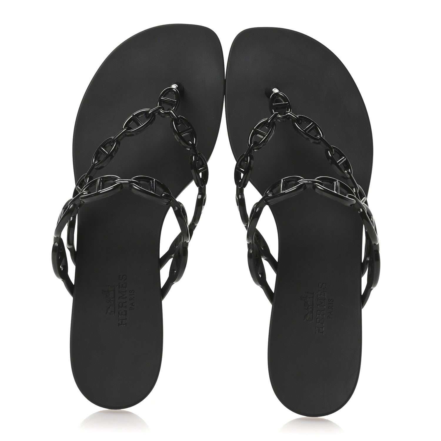 Hermes Rubber Chaine d'Ancre Island Sandals 36 Black 2 of 9