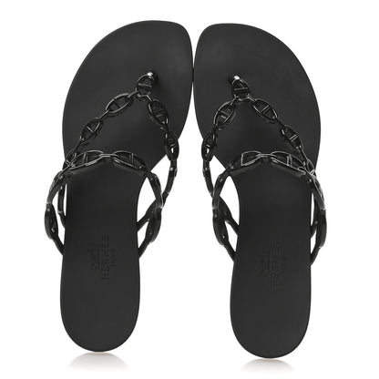 Hermes Rubber Chaine d'Ancre Island Sandals 36 Black 2 of 9