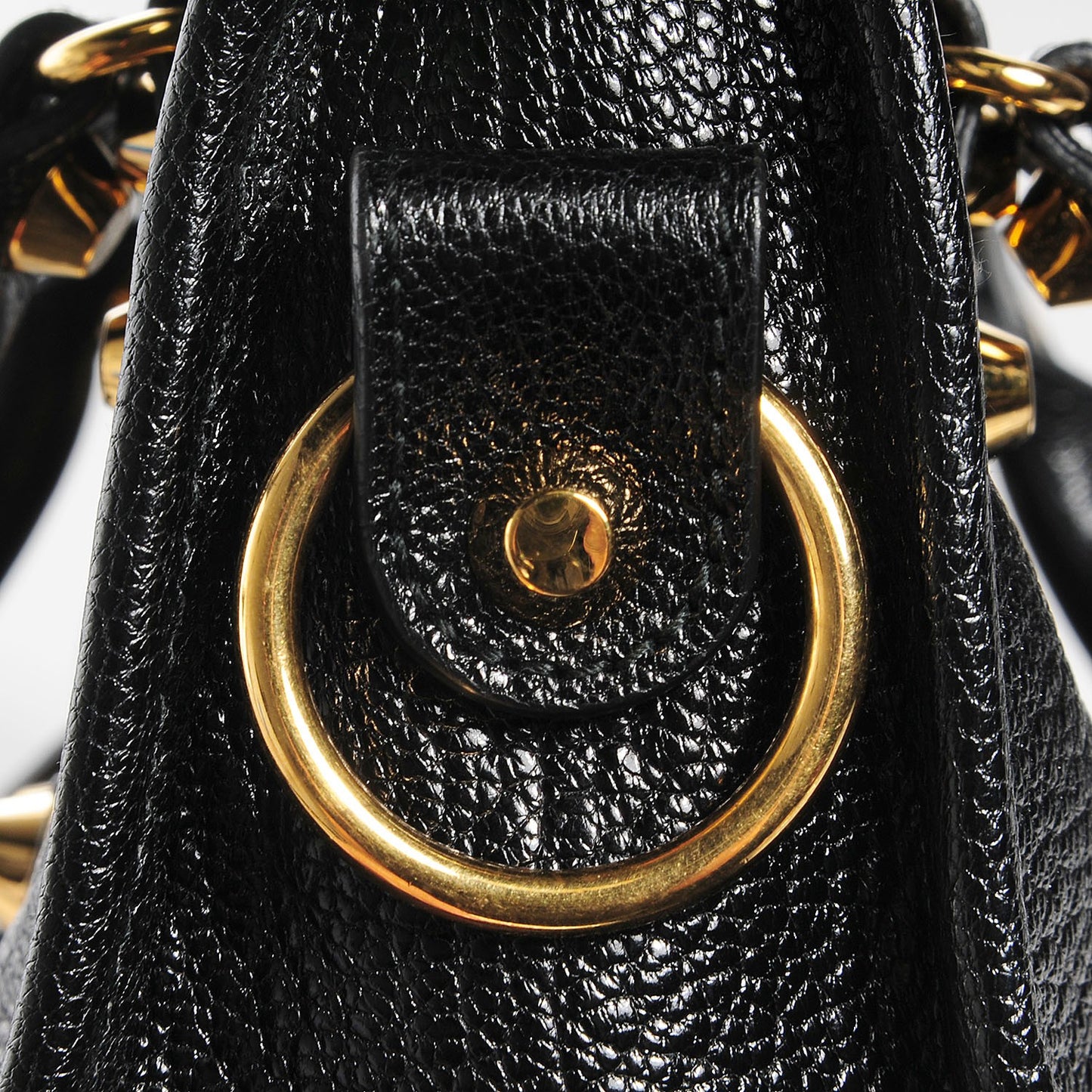 Chevre Gold Metallic Edge Hardware Mini City Black