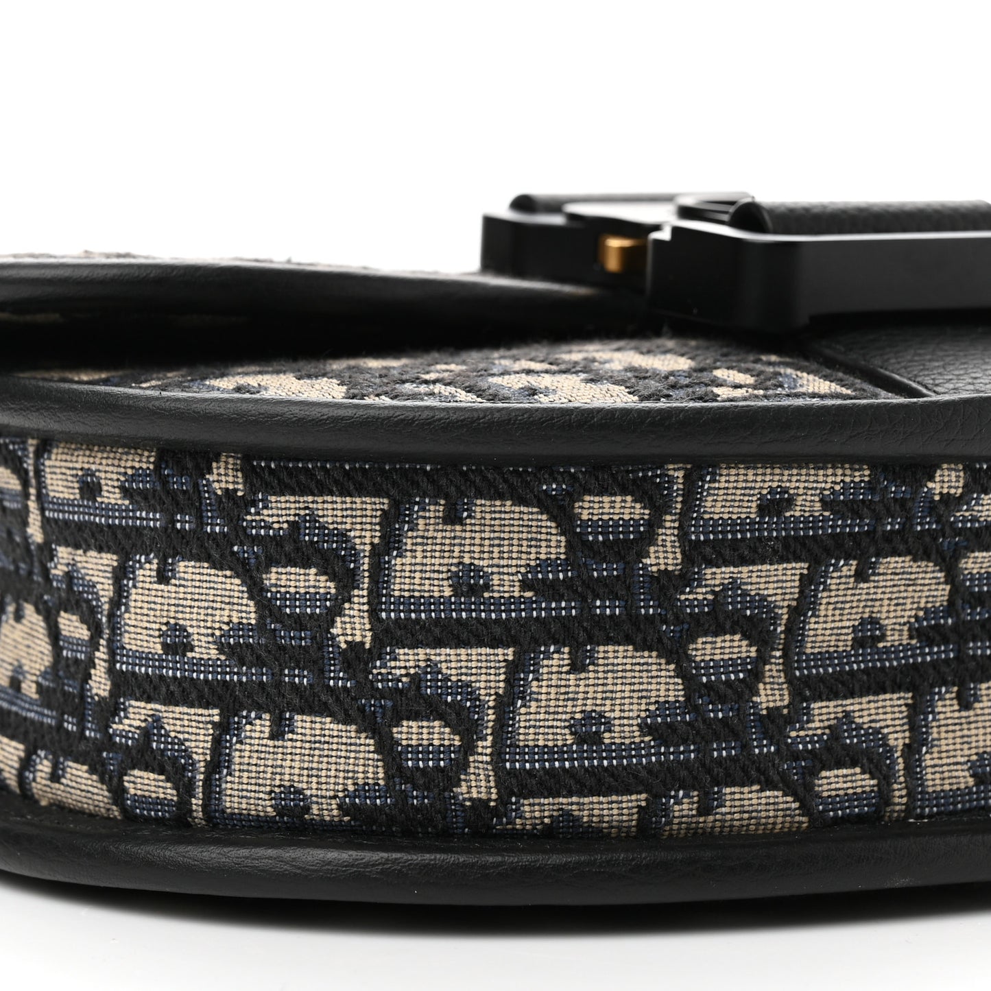 Oblique Grained Calfskin Mini Gallop Bag With Strap Black Beige