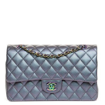 Chanel Iridescent Goatskin Quilted Medium Double Flap Purple 1 of 9