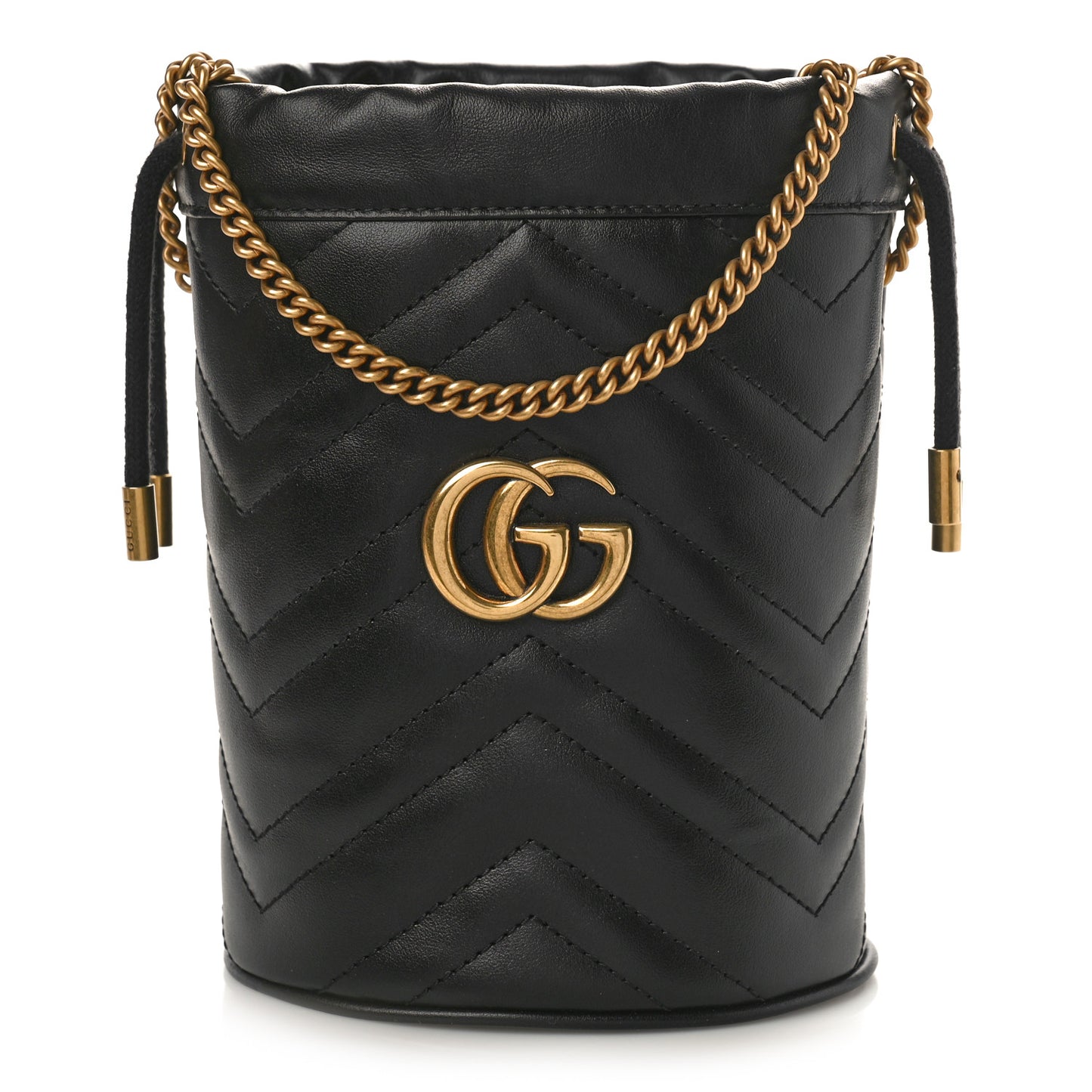 Calfskin Matelasse Mini GG Marmont 2.0 Bucket Bag Black