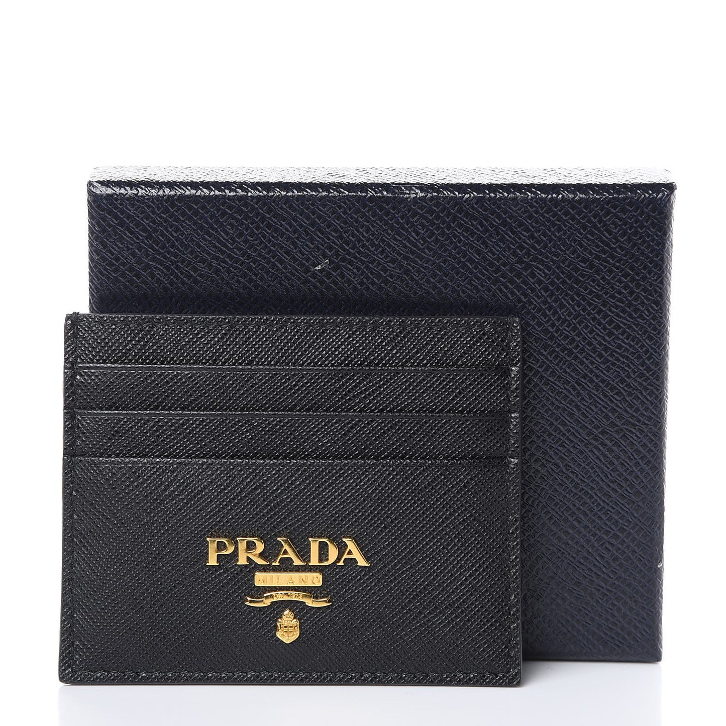 Saffiano Metal Card Holder Black