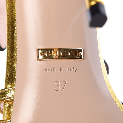 Gucci Metallic Nappa Ophelia High Heel Sandals 37 Gold 6 of 8