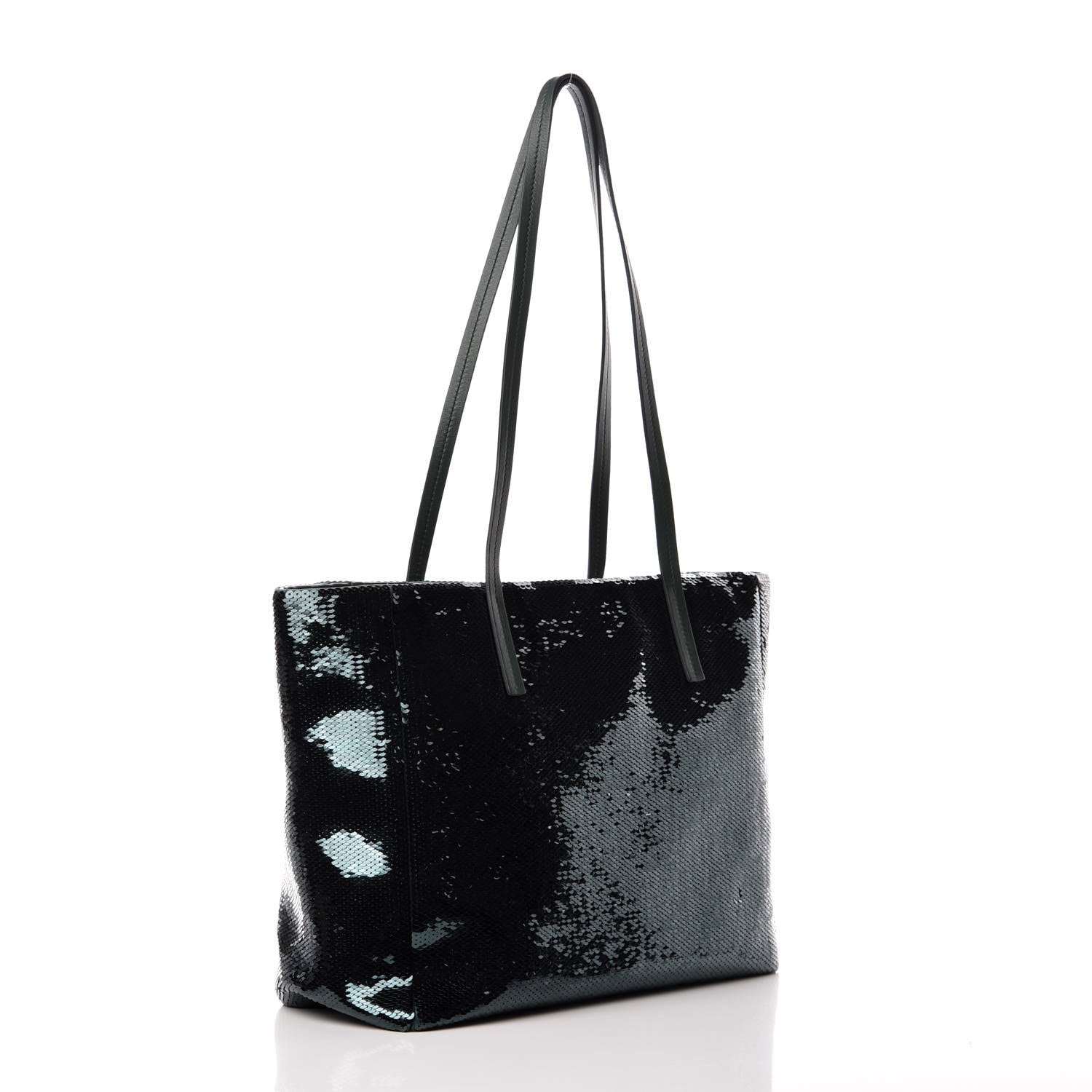 Miu Miu Paillettes Sequin Logo Tote Smeraldo Argent 3 of 8