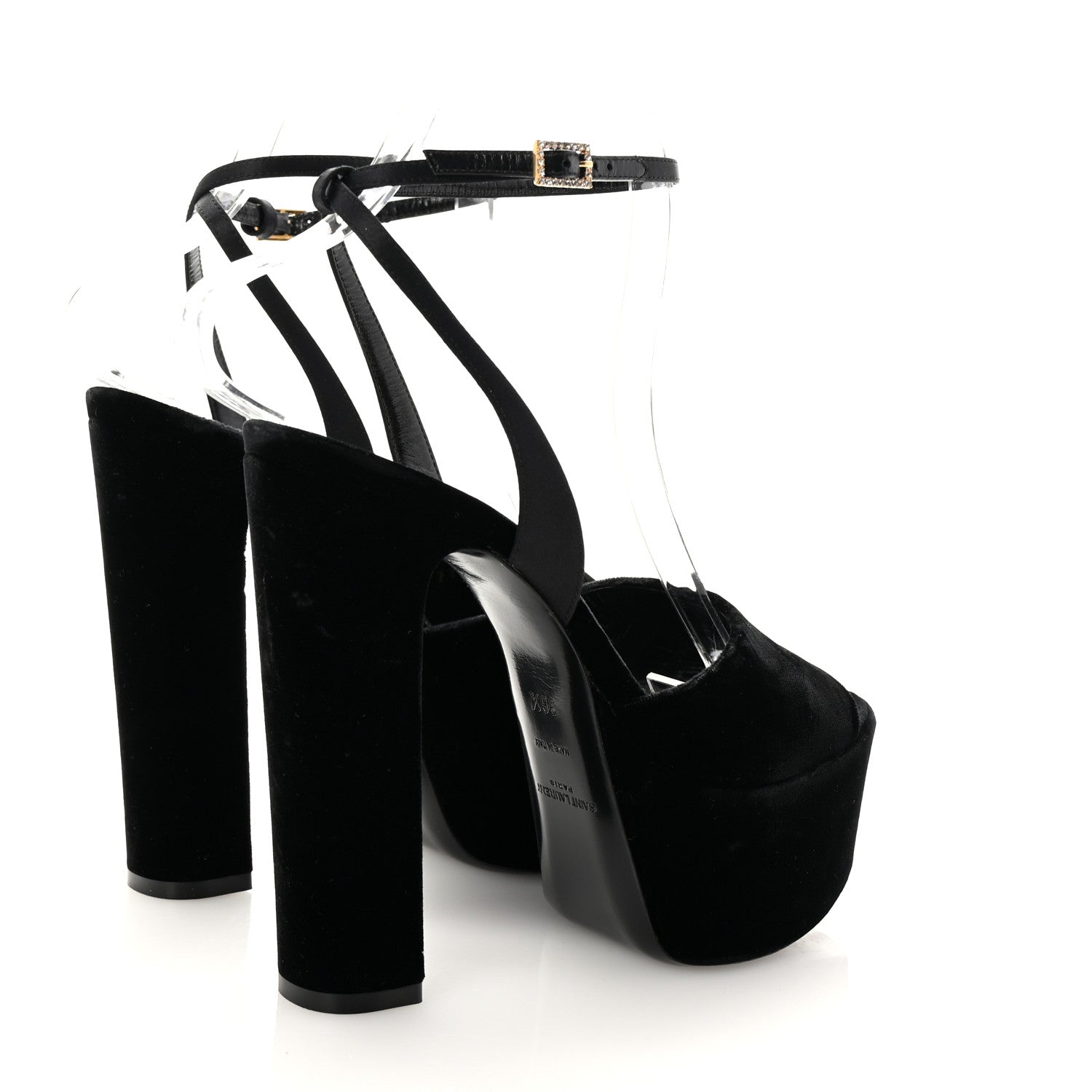 Saint Laurent Velvet Jodie Platform Sandals 36.5 Black 5 of 9