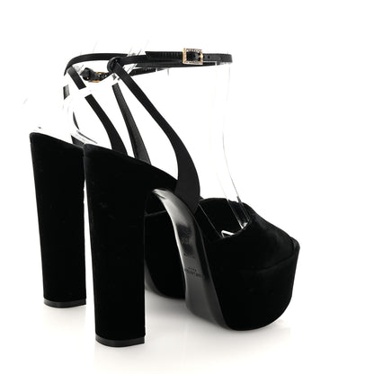 Saint Laurent Velvet Jodie Platform Sandals 36.5 Black 5 of 9