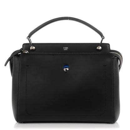 Fendi Vitello Baltico Dolce DotCom Satchel Black Blue Royal 1 of 9