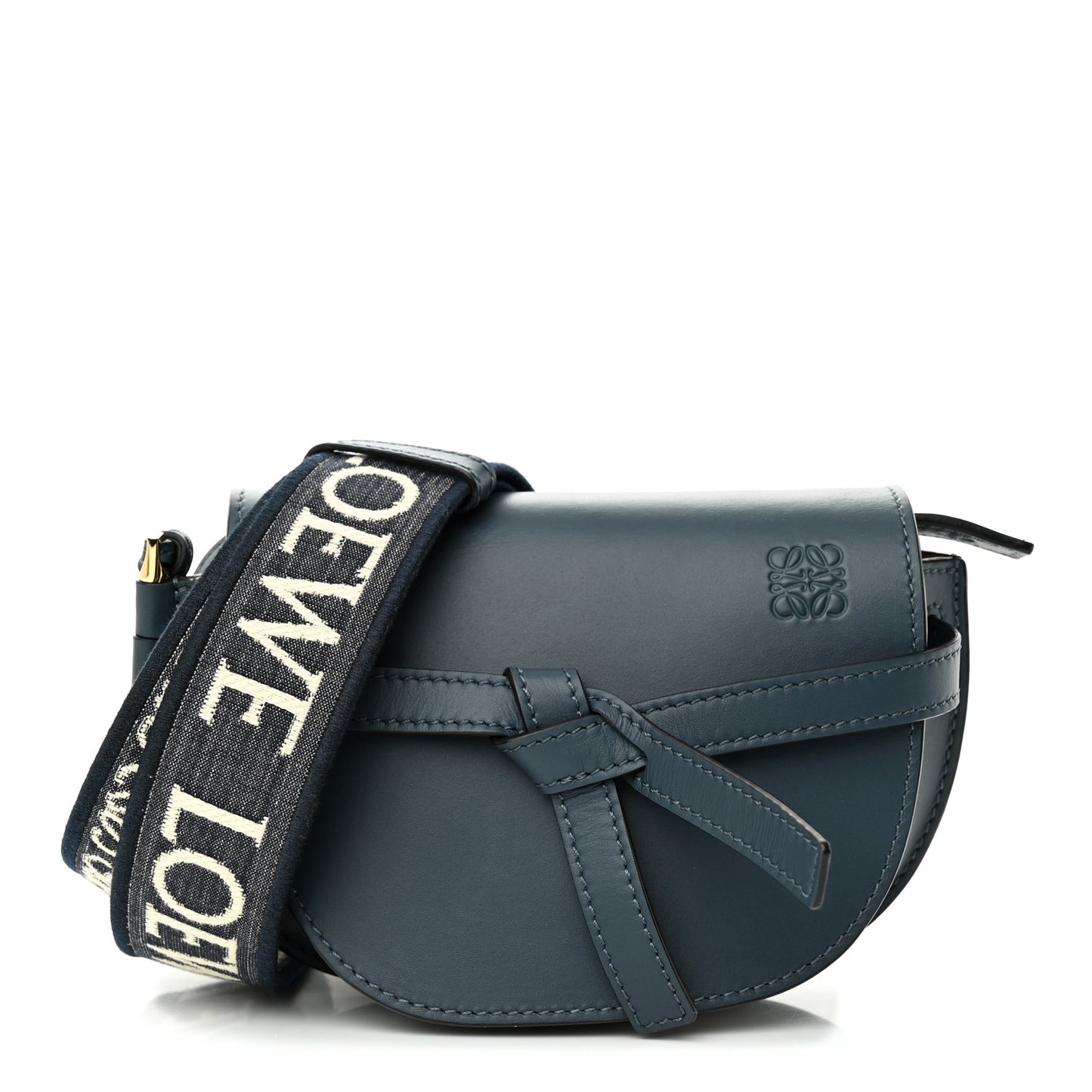 Calfskin Jacquard Mini Gate Dual Bag Onyx Blue