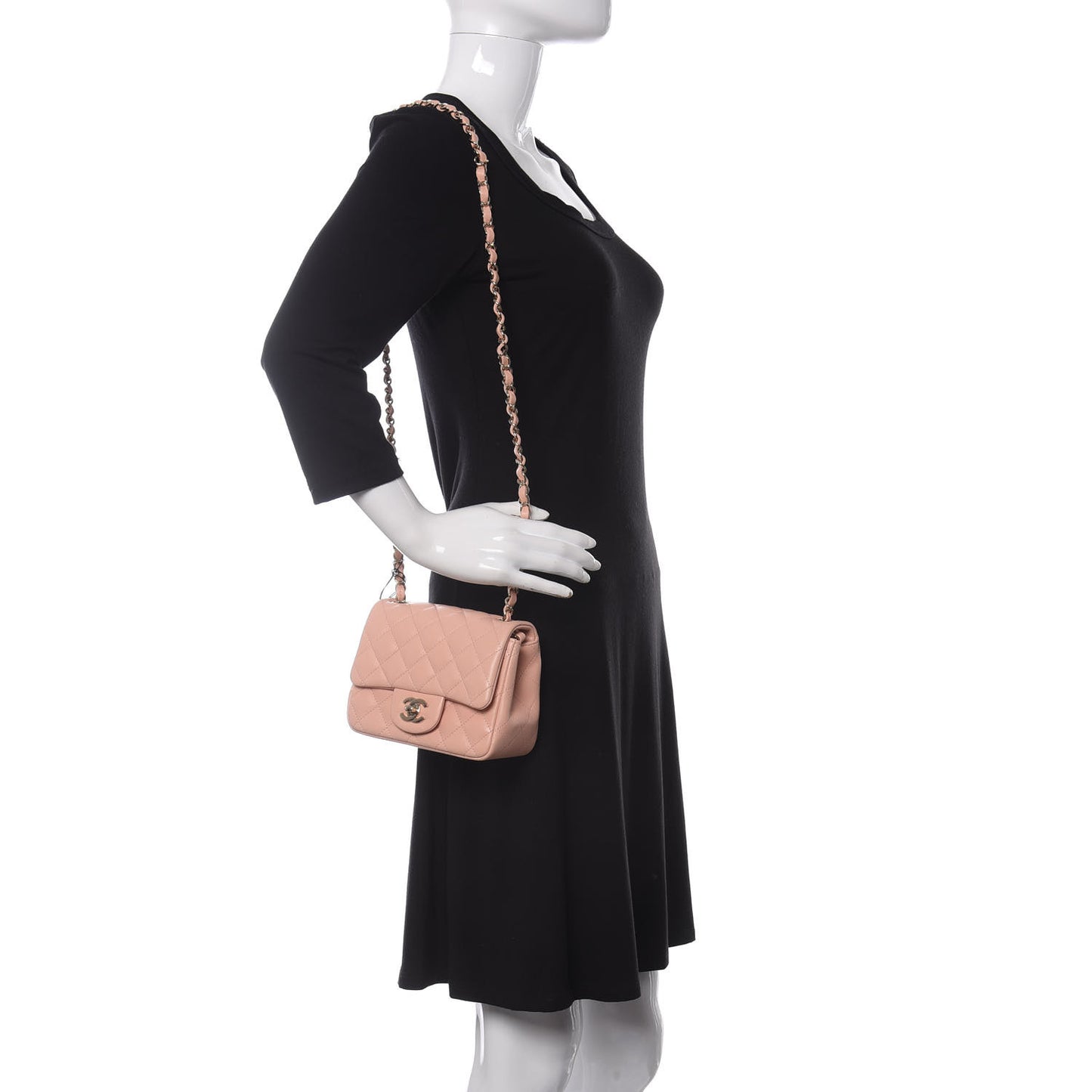 Lambskin Quilted Mini Square Flap Light Pink
