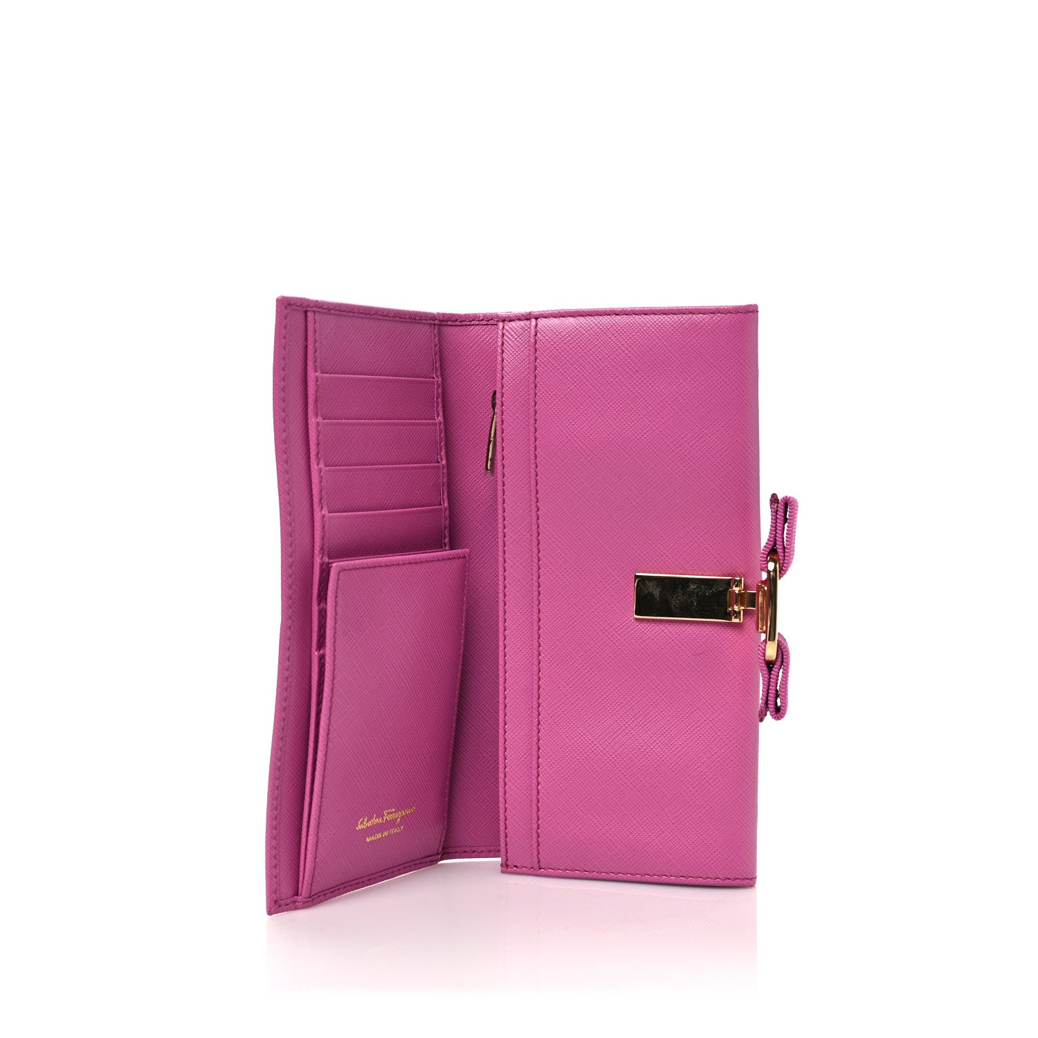 Salvatore Ferragamo Printed Calfskin Vara Bow Continental Wallet Fuchsia 4 of 6
