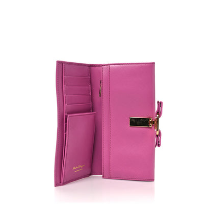 Salvatore Ferragamo Printed Calfskin Vara Bow Continental Wallet Fuchsia 4 of 6