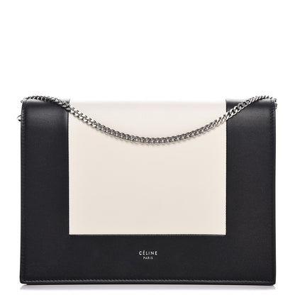 Celine Smooth Lambskin Frame Evening Chain Clutch Black White 1 of 8