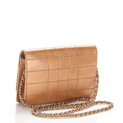 Chanel Calfskin Square Quilted Wallet On Chain WOC Beige 3 of 8