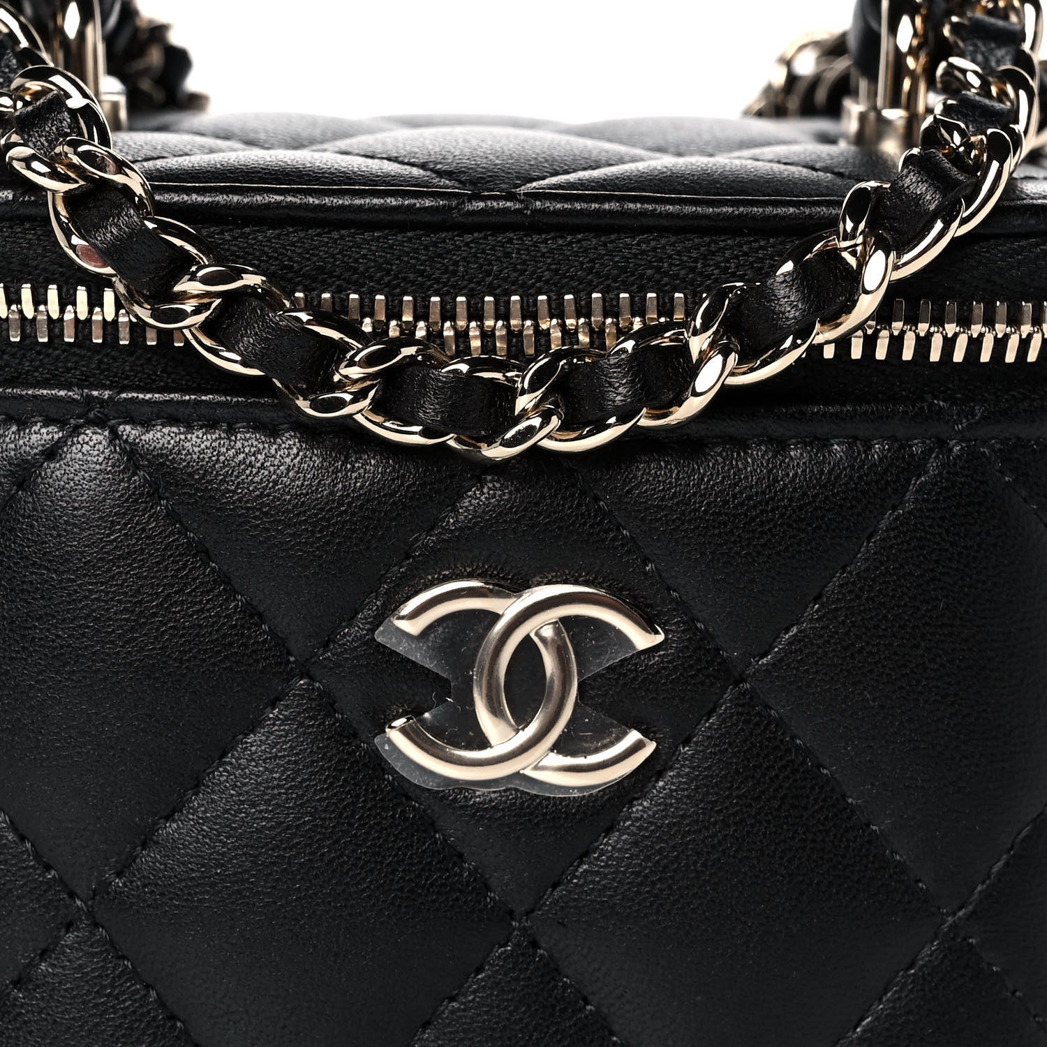 Chanel Lambskin Quilted Top Handle Mini Vanity Case With Chain Black 8 of 12