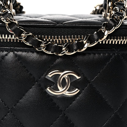 Chanel Lambskin Quilted Top Handle Mini Vanity Case With Chain Black 8 of 12