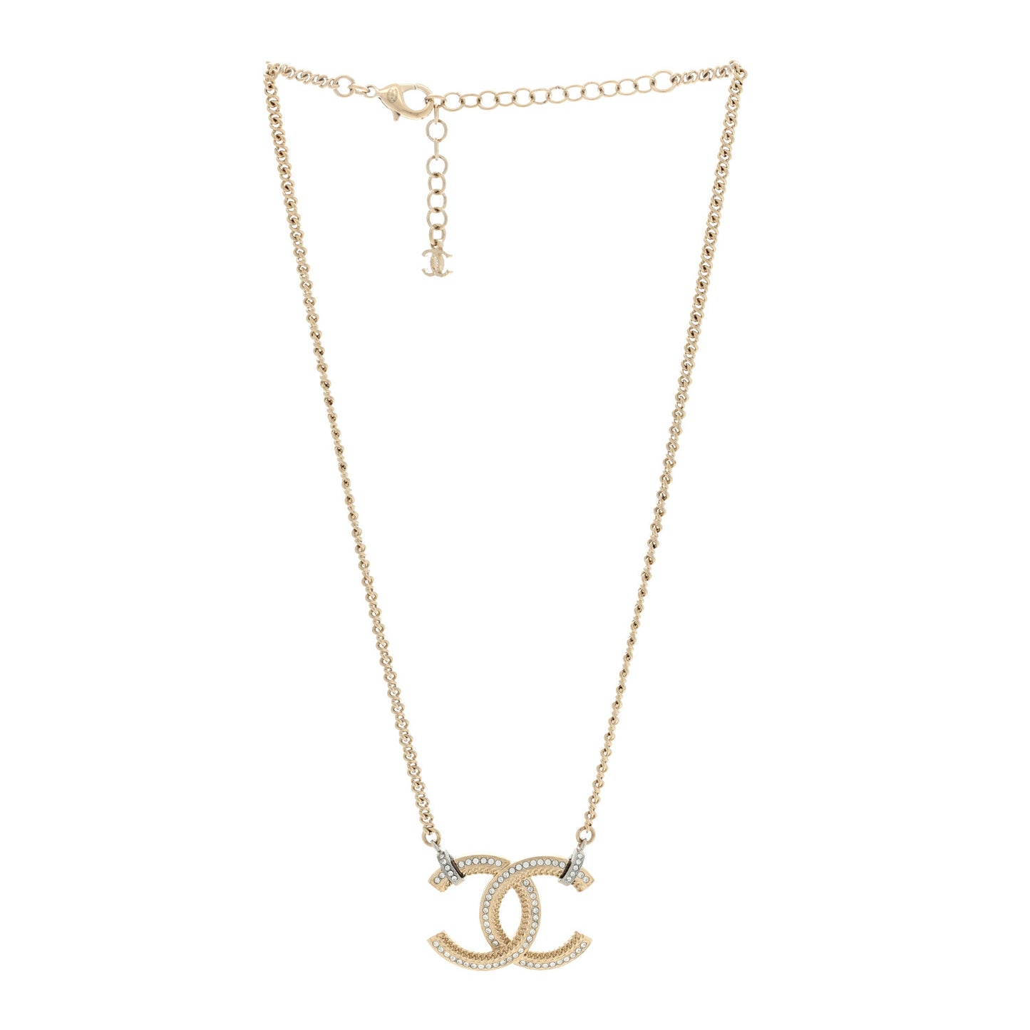 Crystal CC Pendant Necklace Gold