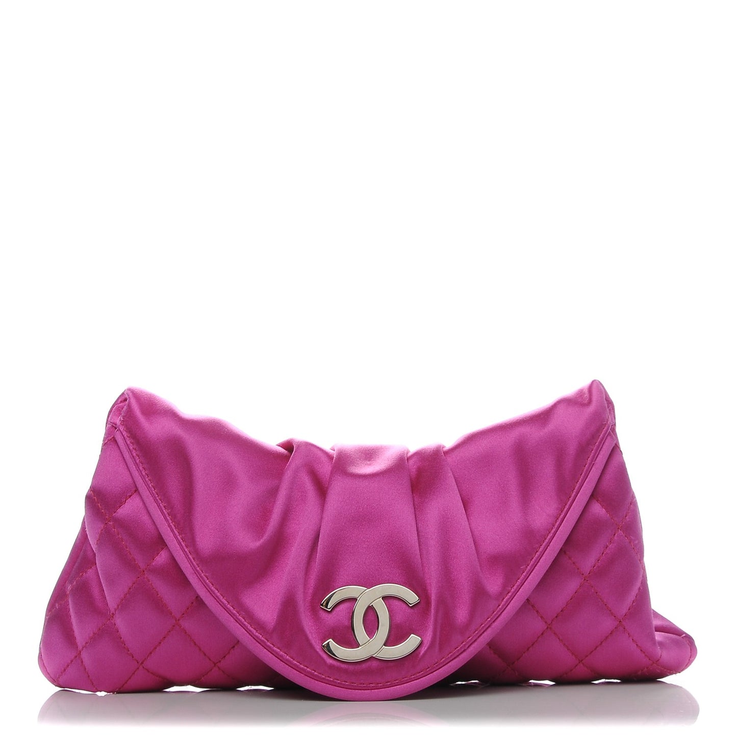 Satin Quilted Flap Clutch Fuchsia